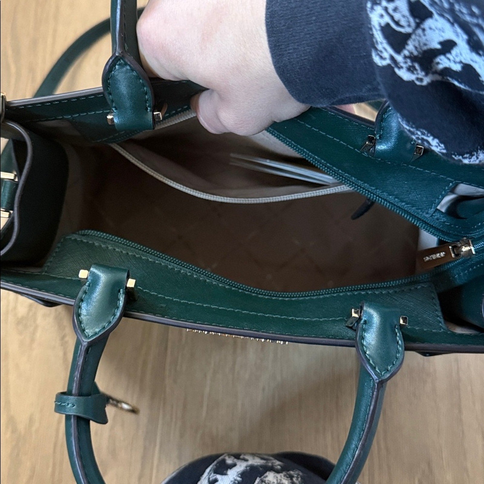 Michael Kors Rayne Medium Saffiano Leather Satchel in Racing Green