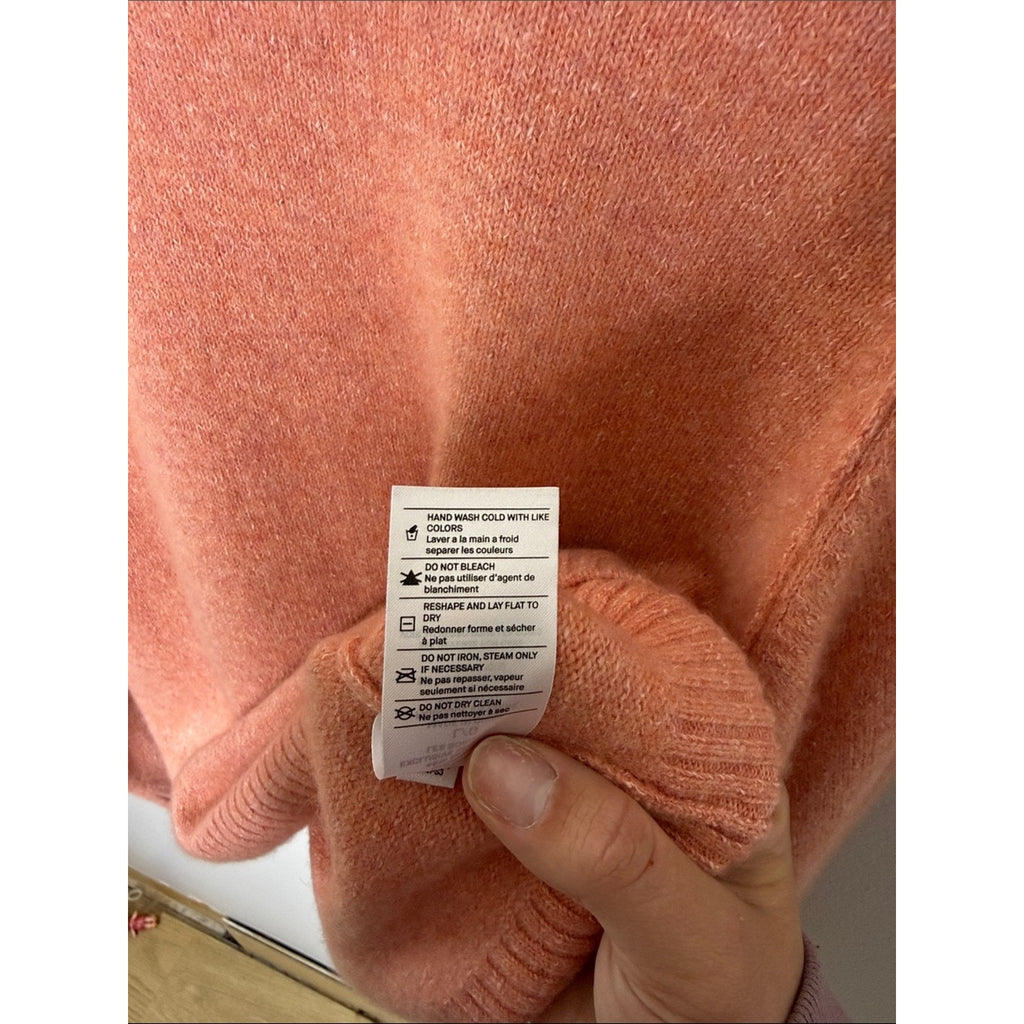 Vince Scoopneck Crew Sweater in Coral Cashmere Blend Size Large