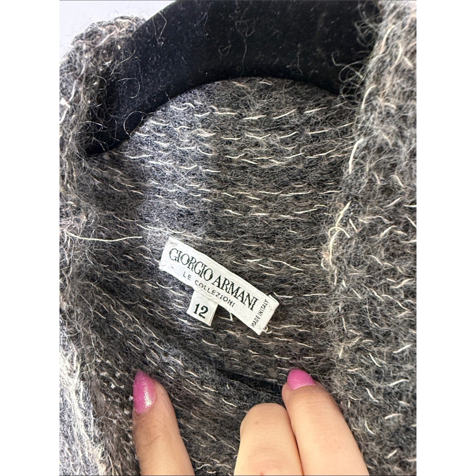 Giorgio Armani Heathered Charcoal Mock Neck Sweater Wool Blend Size 12