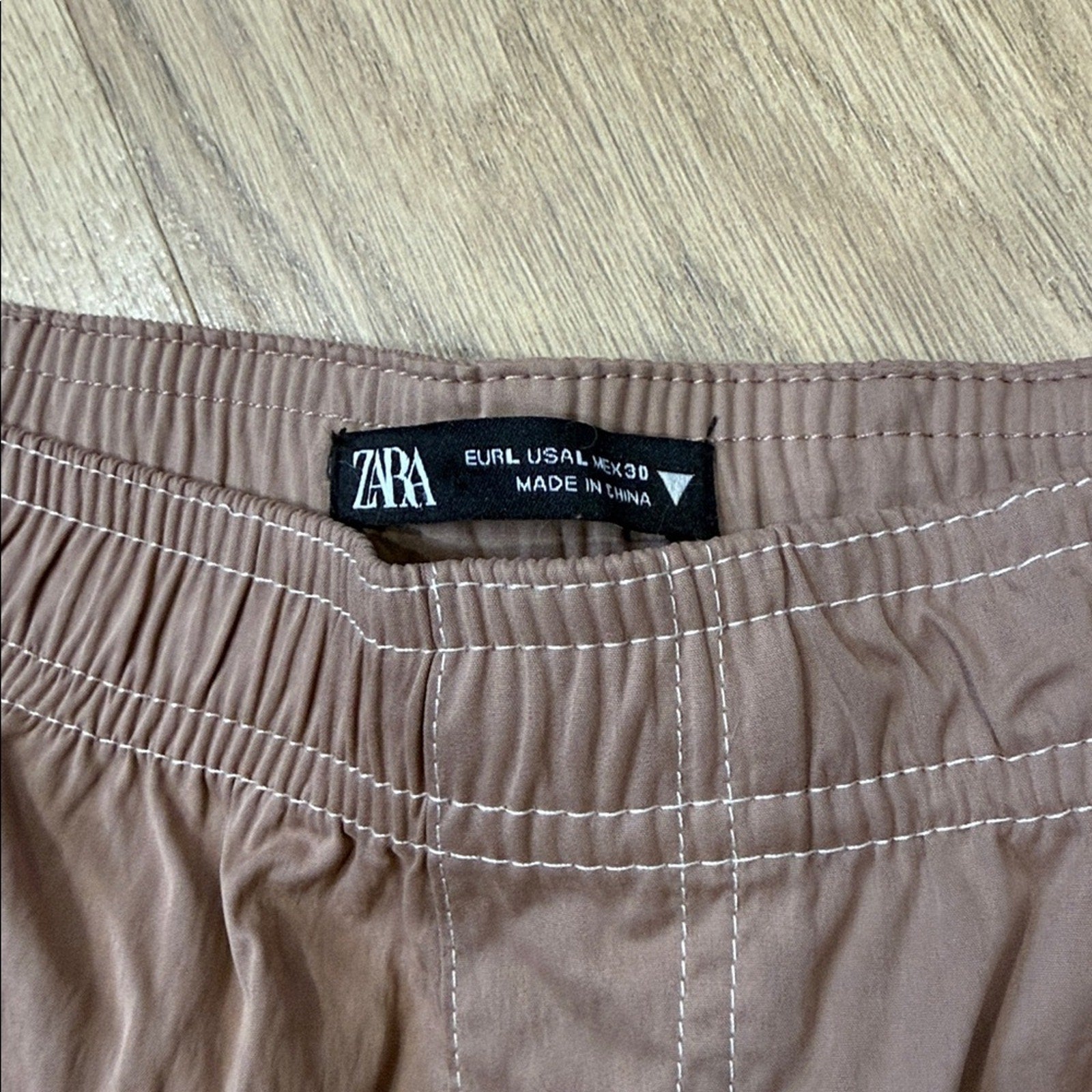 Zara Tan Parachute Style Pants Size Large