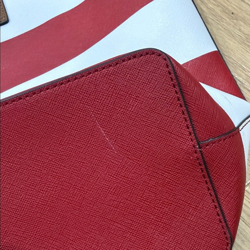 Michael Kors Jet Set Travel Red and White Striped Tote Bag