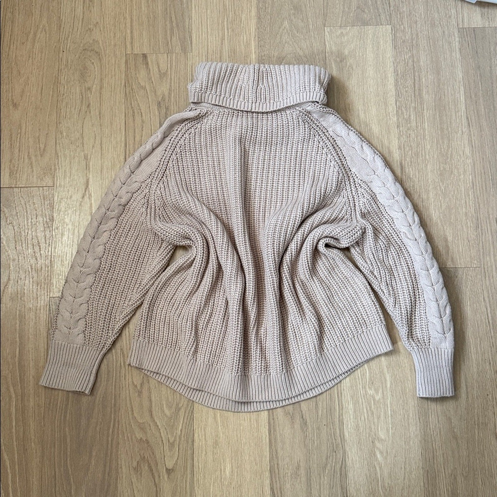 Haven Well Within Women's Cable Knit Turtleneck Sweater - Tan Size XL