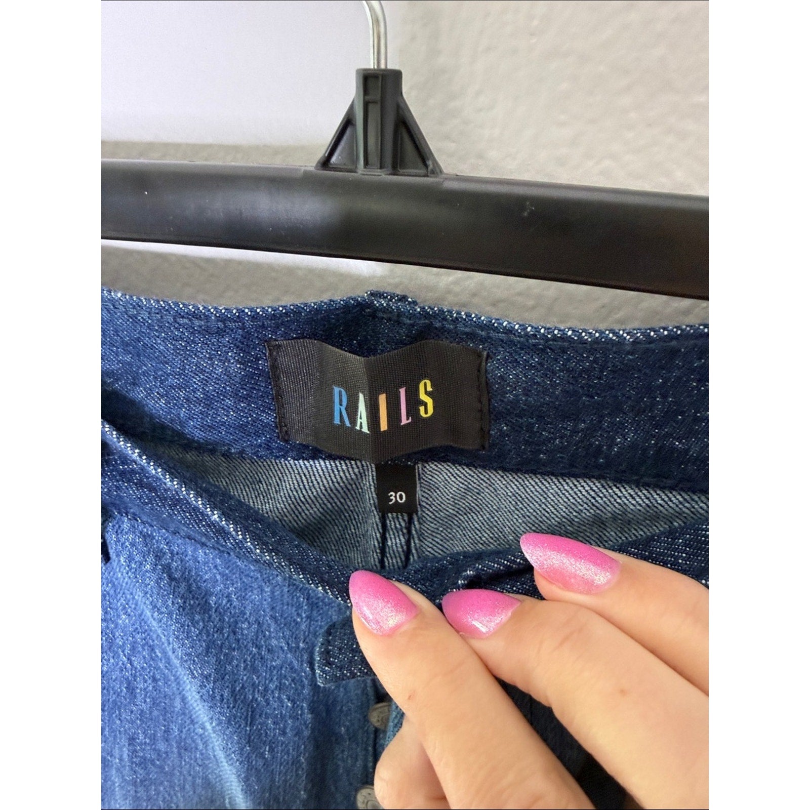 Rails The Getty Crop High Rise Patchwork Denim Jeans in Mixed Blue Sz 30 New!