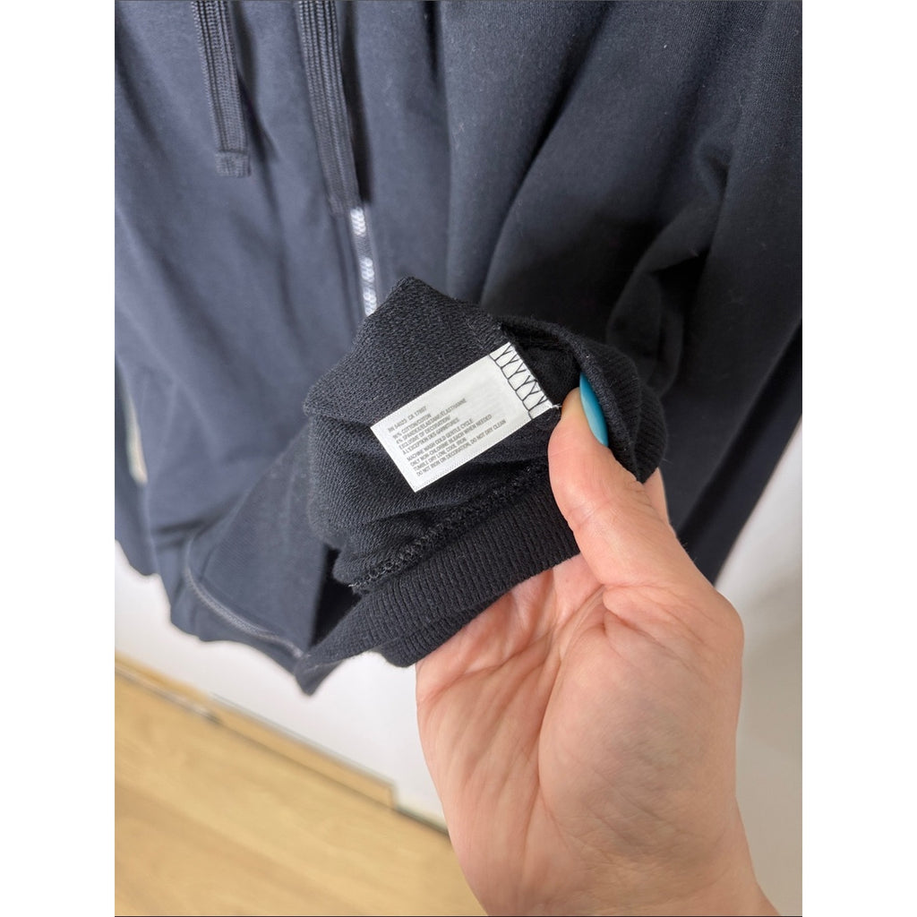 Gap Body Fit Black Zip-Up Sweatshirt with Ruched Collar Size Large