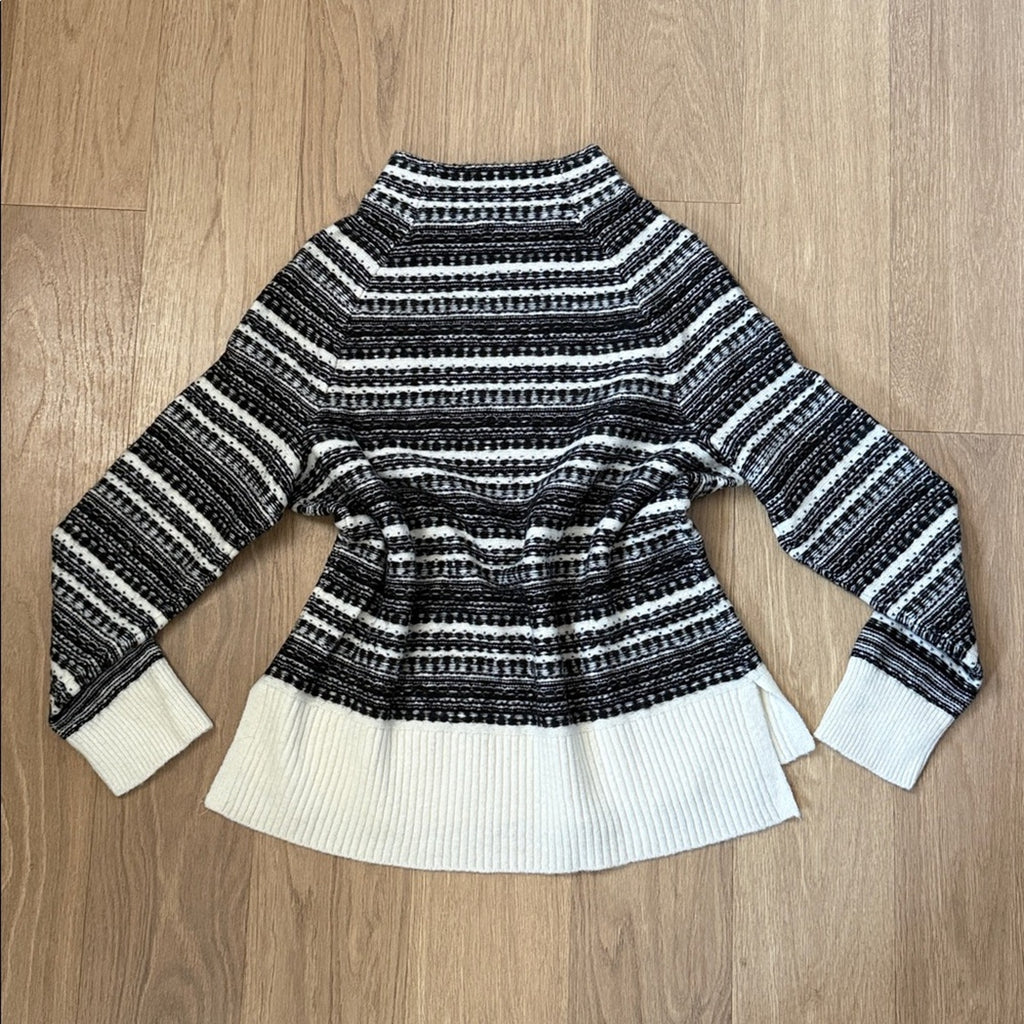 Talbots Black and White Mock Neck Knit Sweater Size XL NEW!