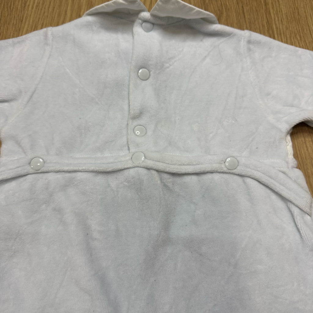 Tartine et Chocolat Baby Blue Velvet Smocked Long Sleeve Footie Collared One Piece Size 3 Months