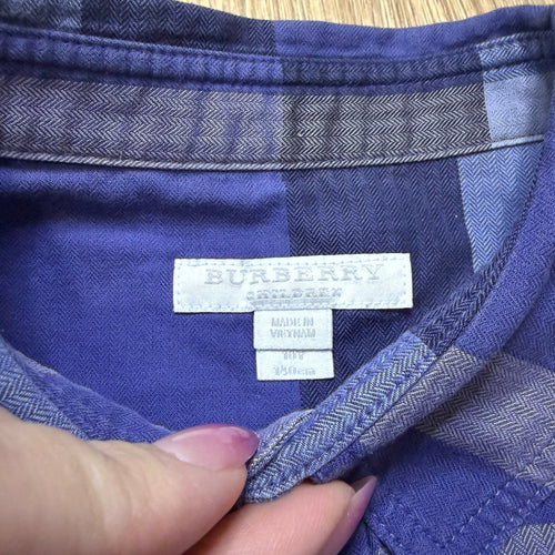 Burberry Kids Blue Black Plaid Long Sleeve Button-Down Shirt Size 10 Years