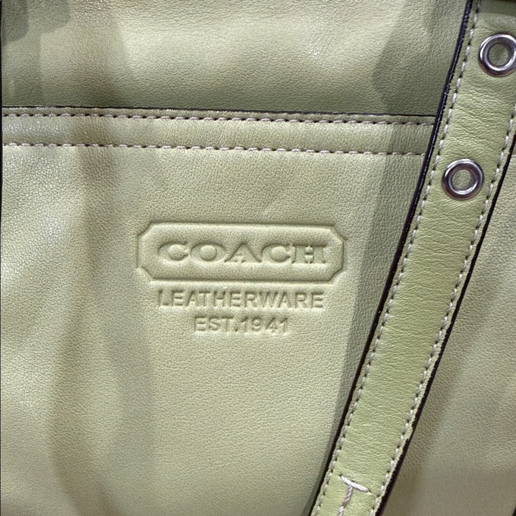 Coach East / West Leather Tote Bag in Lime Green
