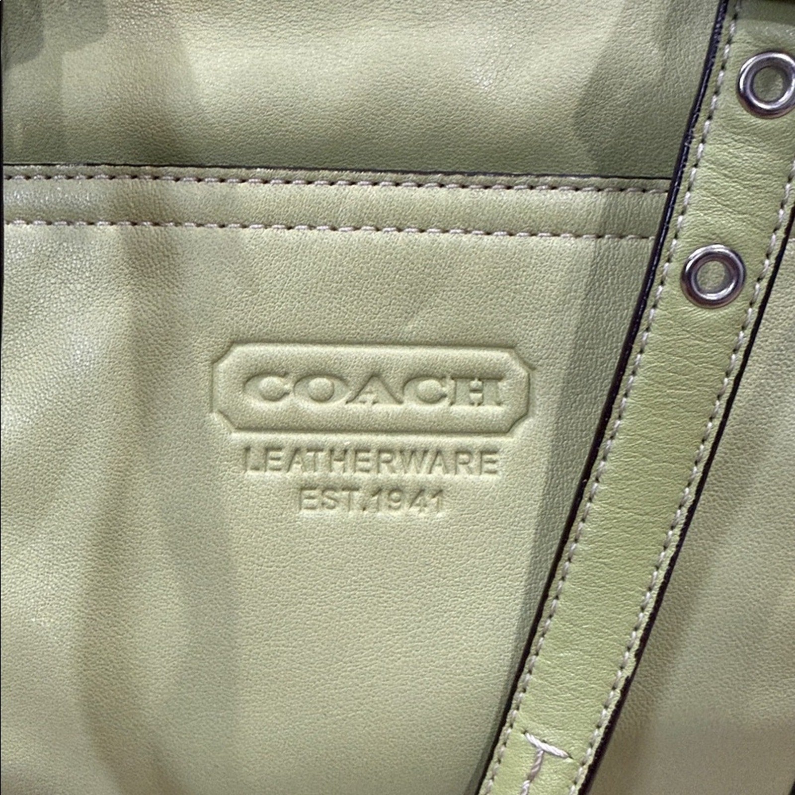 Coach East / West Leather Tote Bag in Lime Green
