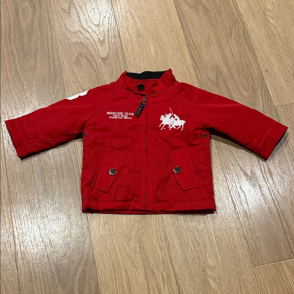 Ralph Lauren Red Mercer Club Polo Team Bomber Style Jacket Size 9 Months