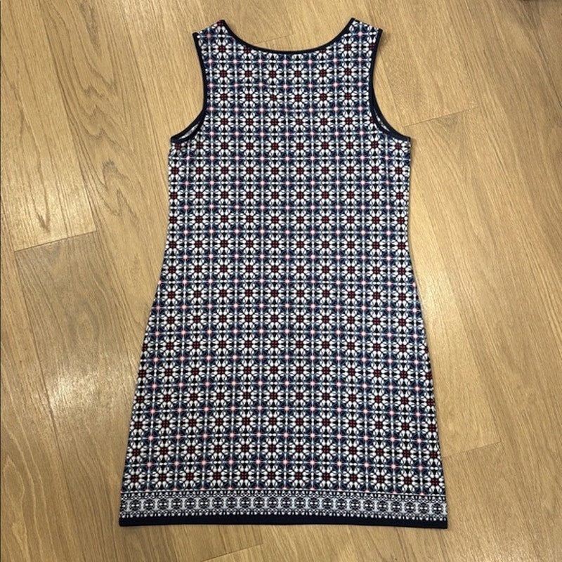 Max Studio Navy Blue Multicolor Printed Sleeveless Shift Dress Size Large