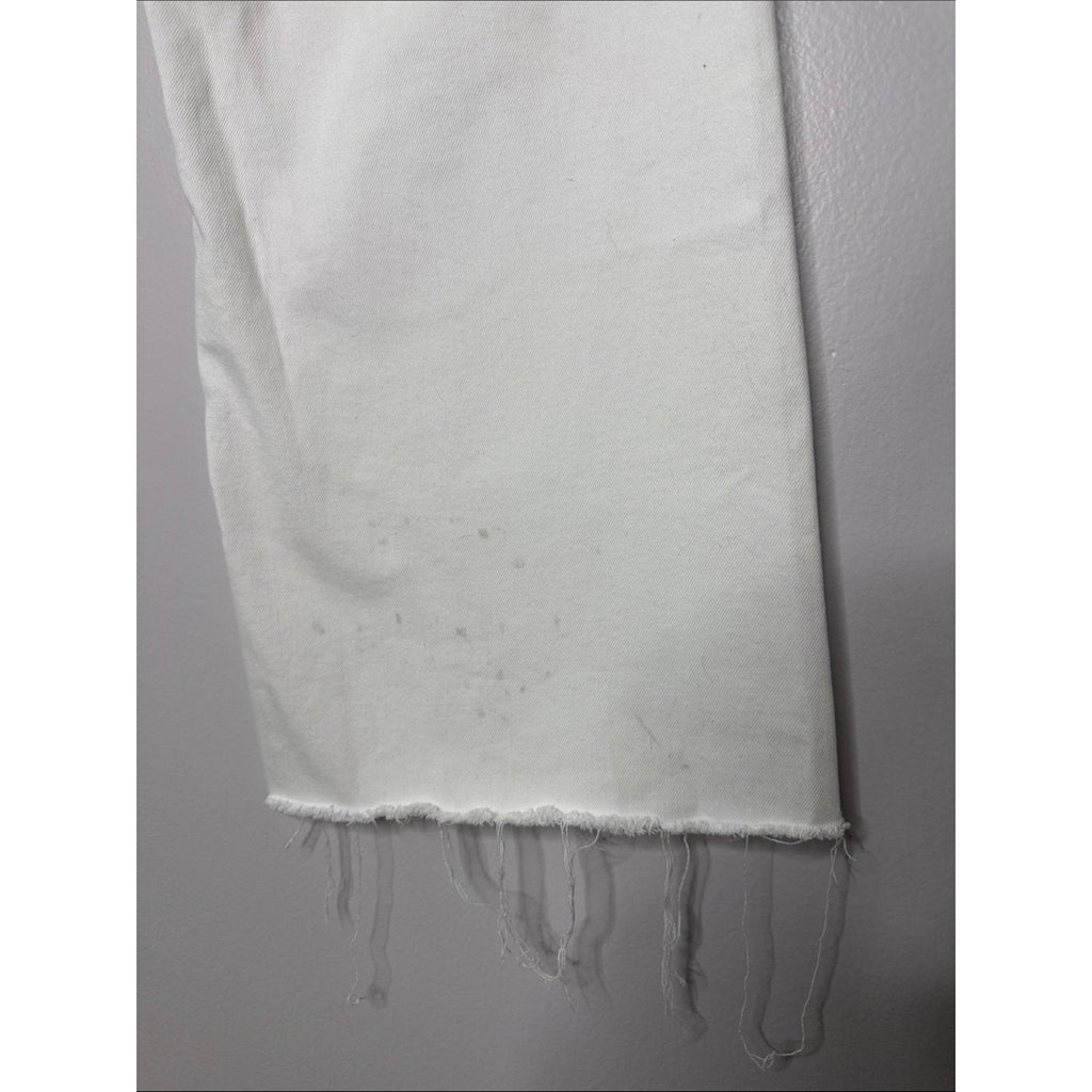 Zara White High-Waist Wide Leg Raw Hem Jeans Size 4
