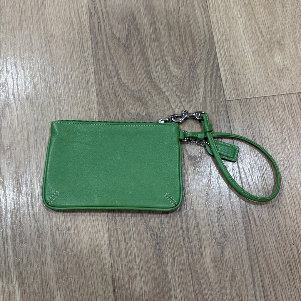 Coach Vibrant Green Leather Wristlet
