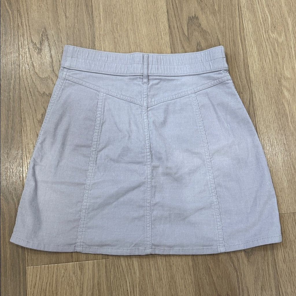 Aerie Light Gray Button-Down Corduroy Mini Skirt Size XS