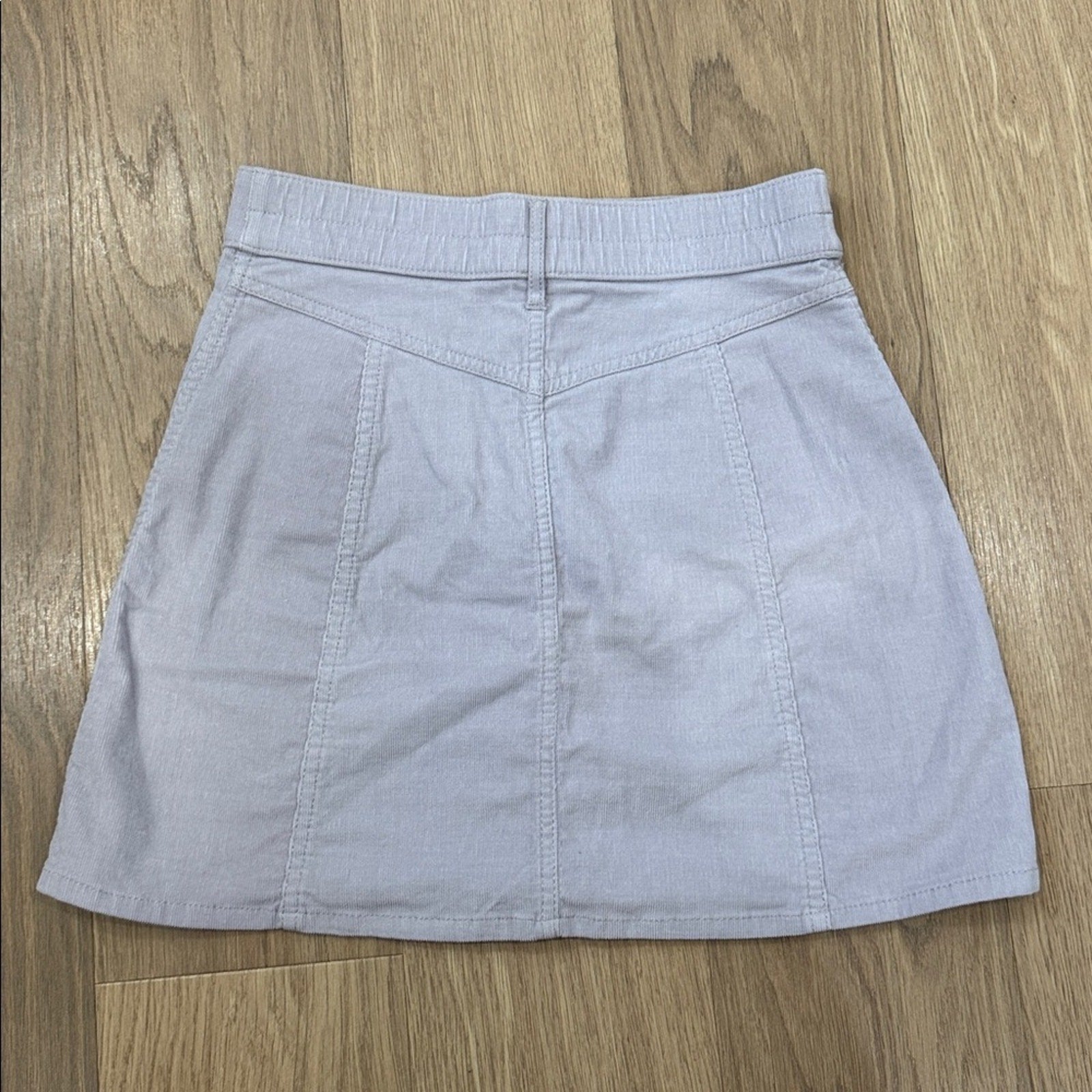Aerie Light Gray Button-Down Corduroy Mini Skirt Size XS
