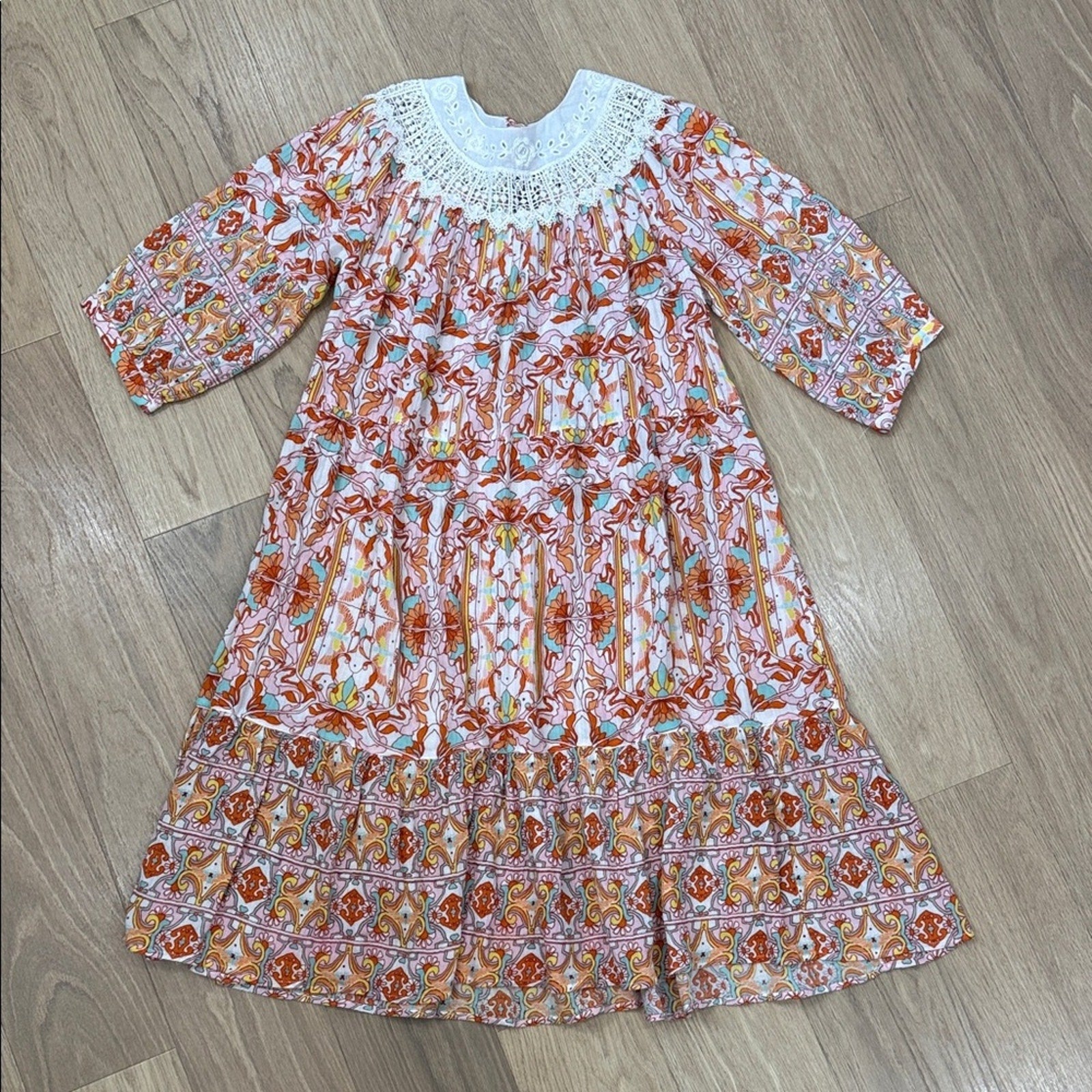 Anthropologie Florence Floral Lace Lounge Dress Size XS