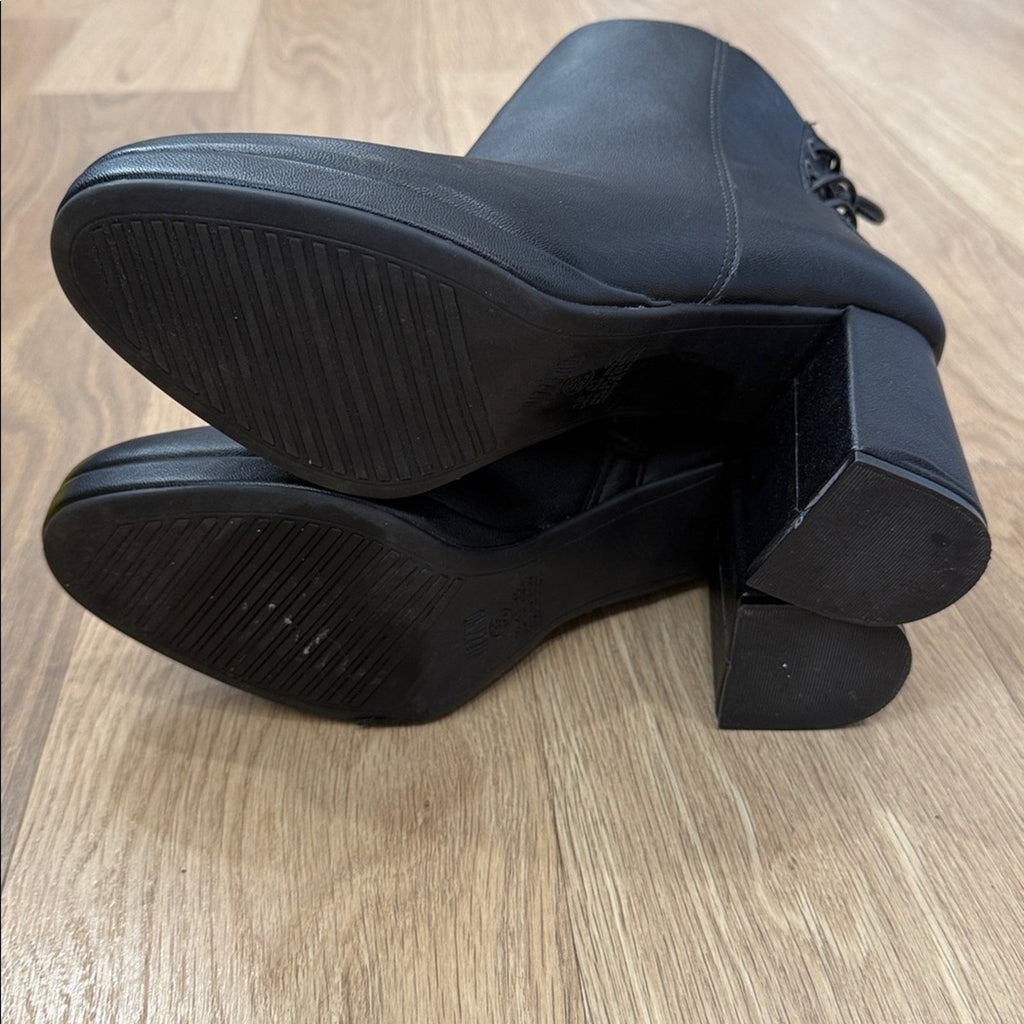 Vizzano Black Heeled Ankle Boots Lace Up Detail Size 10