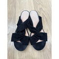 Halogen Suede Flat Strappy Black Sandals Size 10