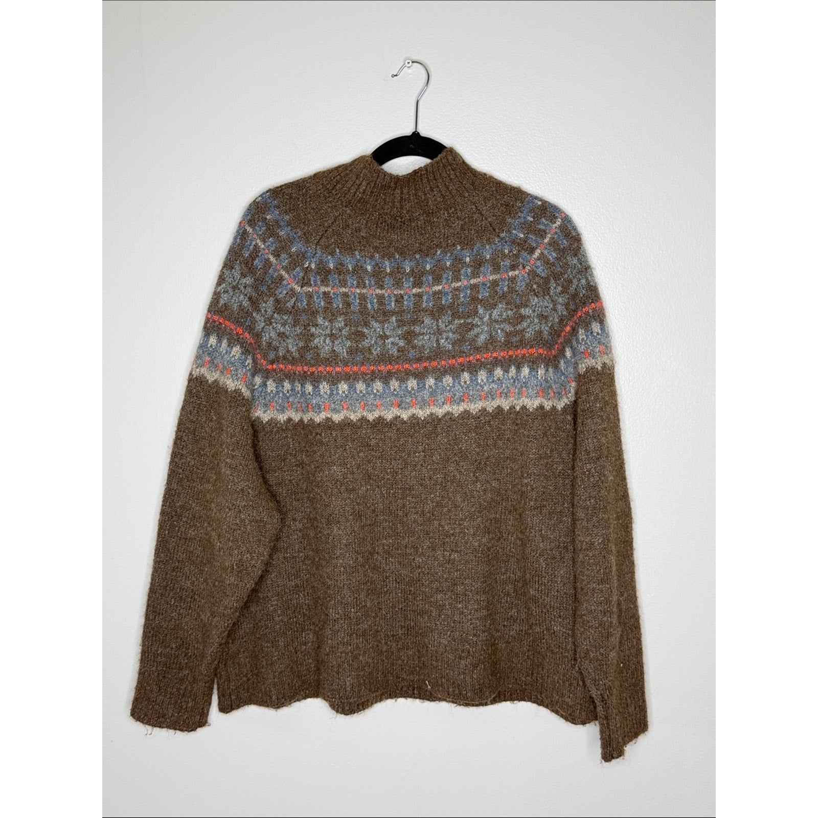 Old Navy Brown Fair Isle Wool-Blend Sweater Size XXL