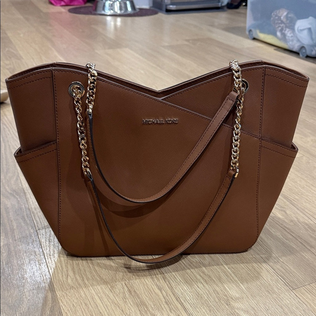 Michael Kors Jet Set Large Saffiano Leather Shoulder Bag in Shade "Luggage"