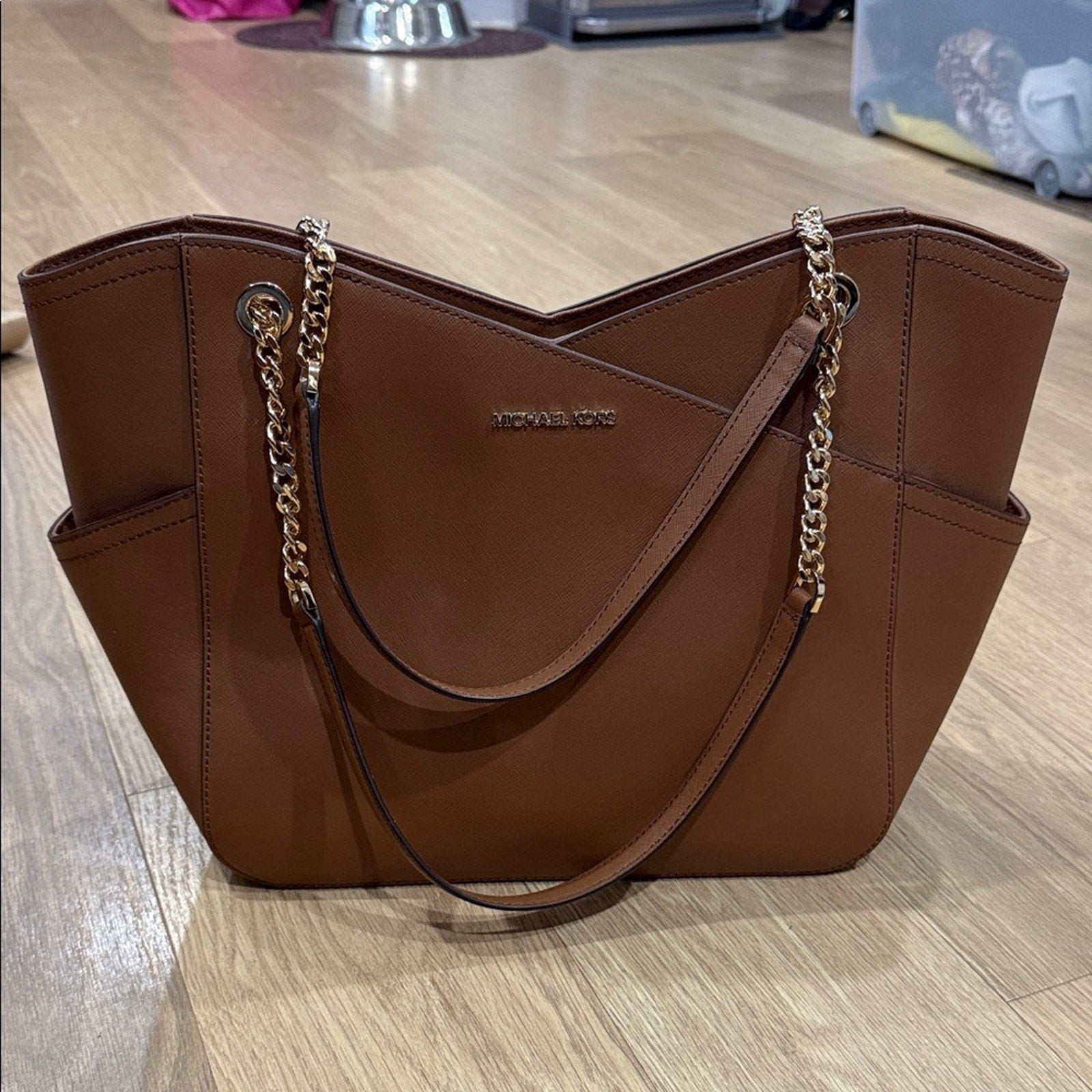 Michael Kors Jet Set Large Saffiano Leather Shoulder Bag in Shade "Luggage"