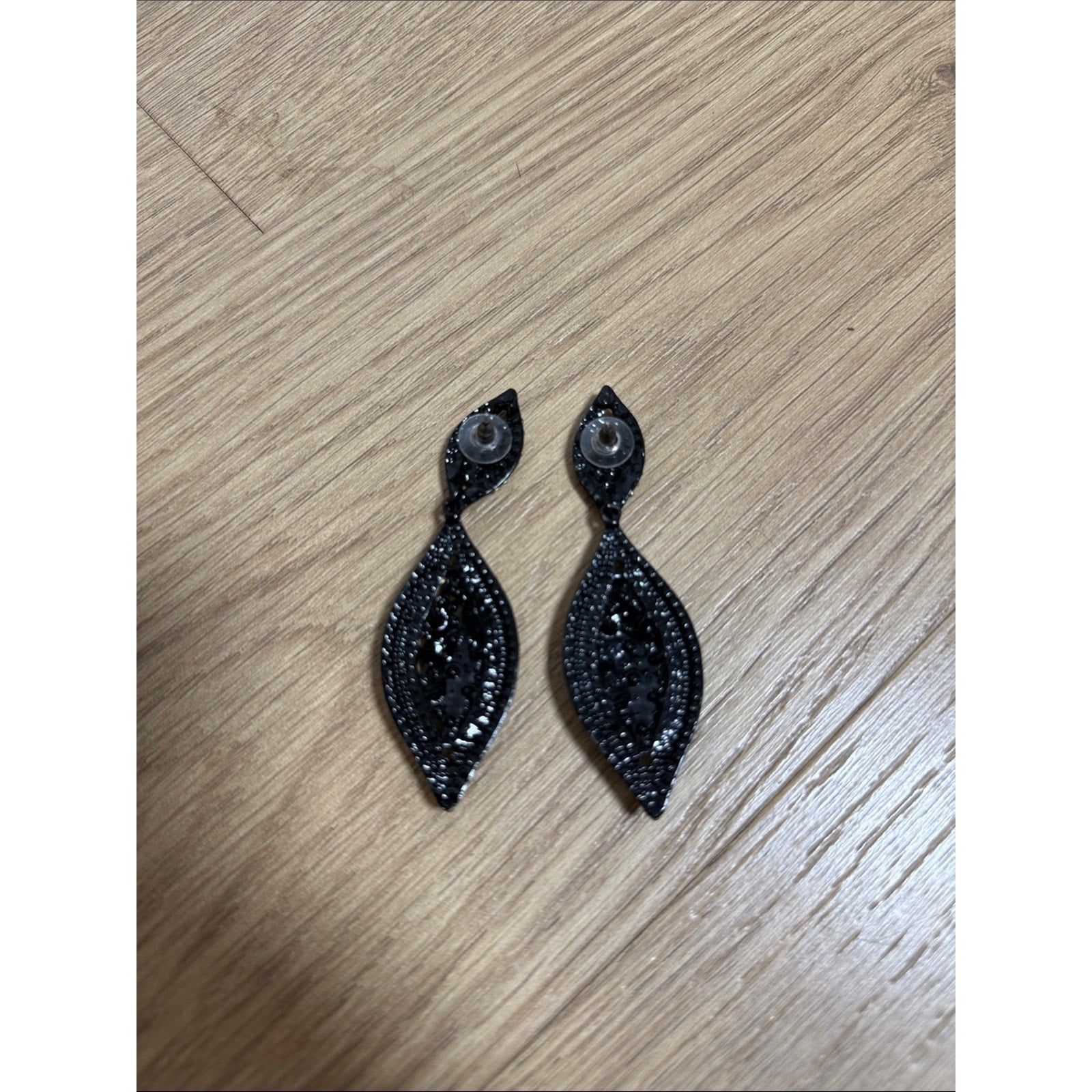Green Sparkle Leaf Drop Earrings - Women Jewelry