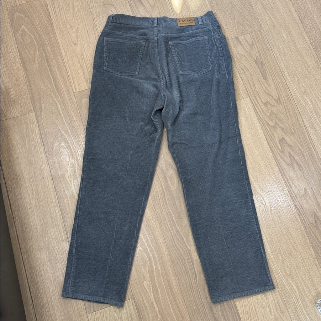 Ralph Lauren Women's Straight Leg Gray Corduroy Pants Size 14