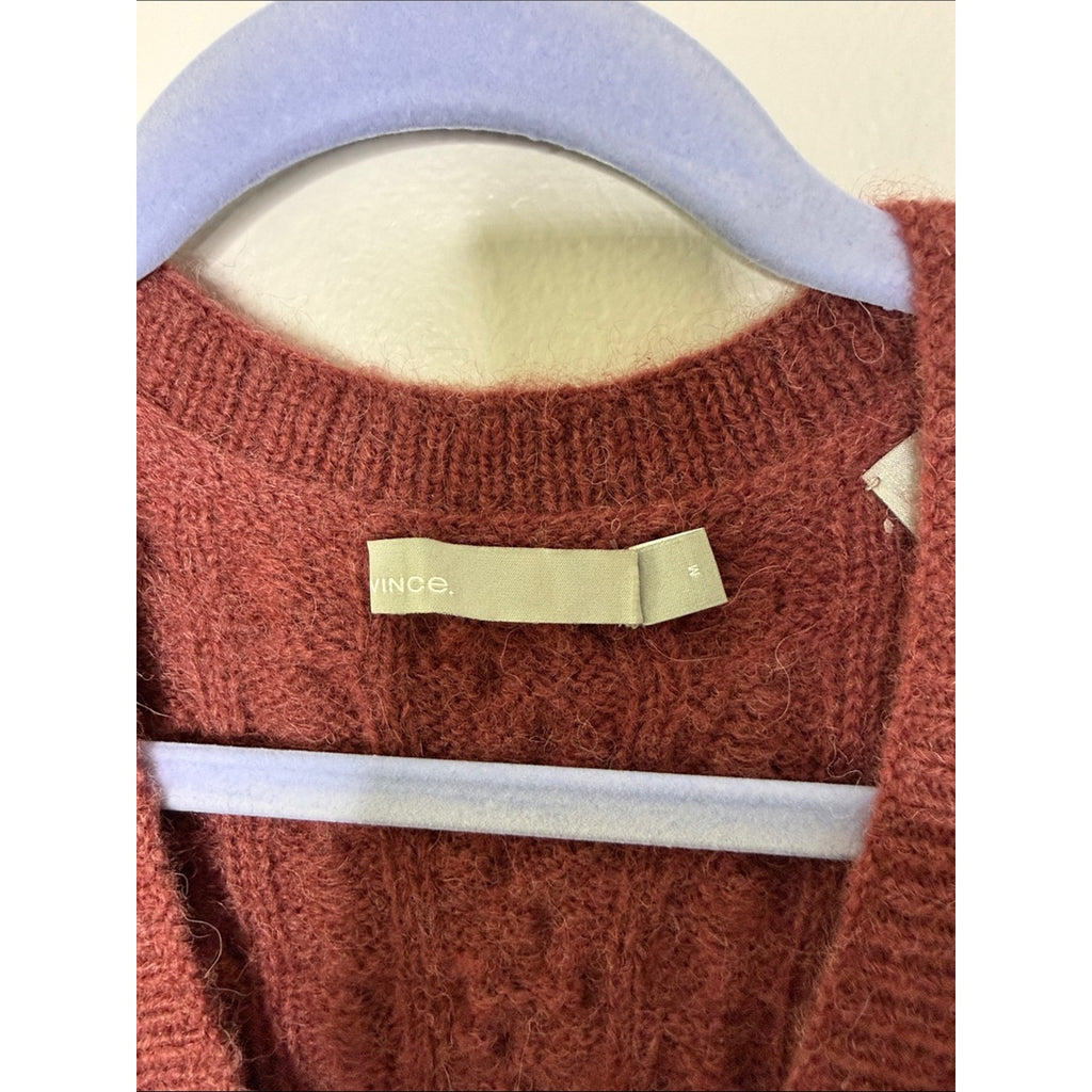 Vince Cable Knit V Neck Burgundy Sweater Size Medium