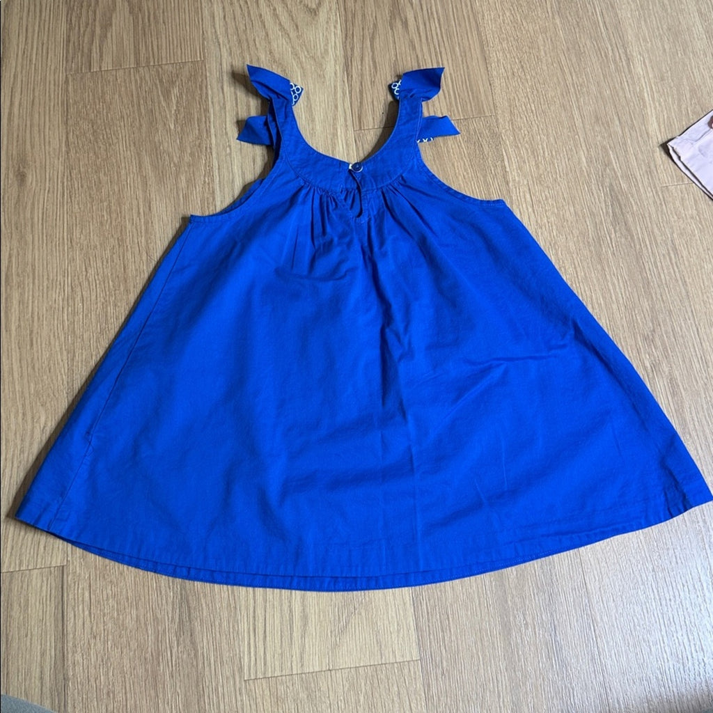 Janie and Jack Royal Blue Dress with Patterned Bow Straps Size 3