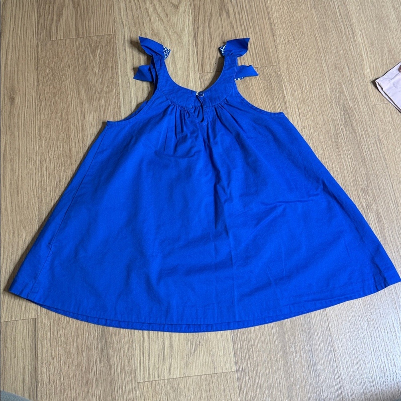 Janie and Jack Royal Blue Dress with Patterned Bow Straps Size 3