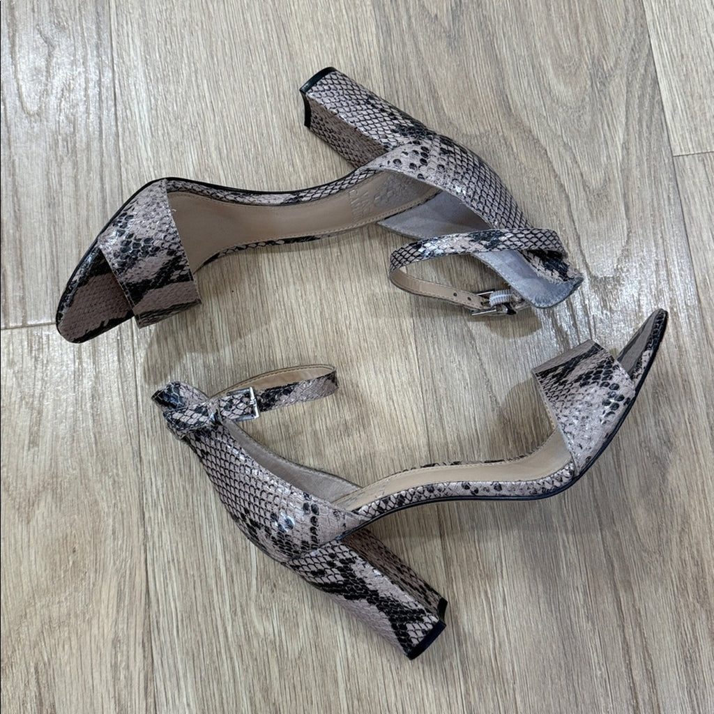 Vince Camuto Snakeskin Patterned Block Heel Sandals Size 6.5