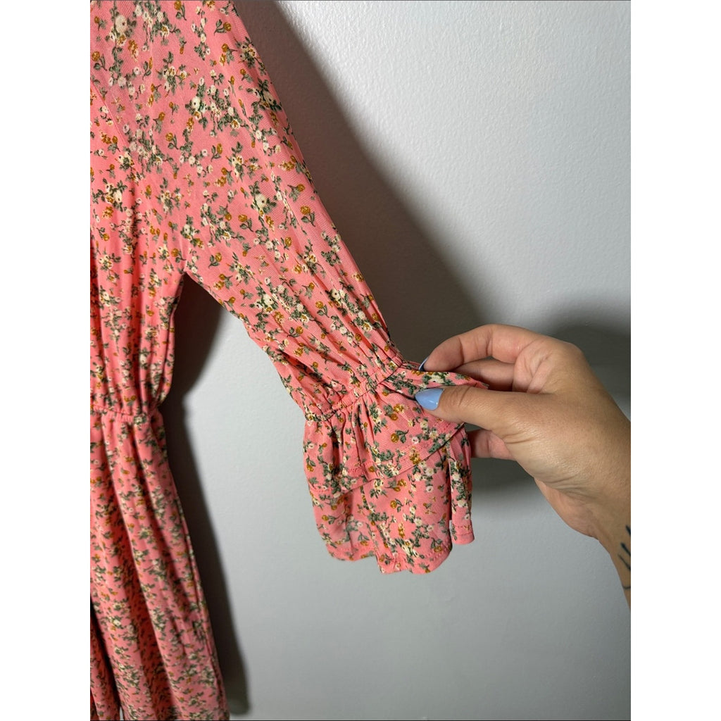 Luna Floral V-Neck Dress - Lightweight Summer Style Size Medium