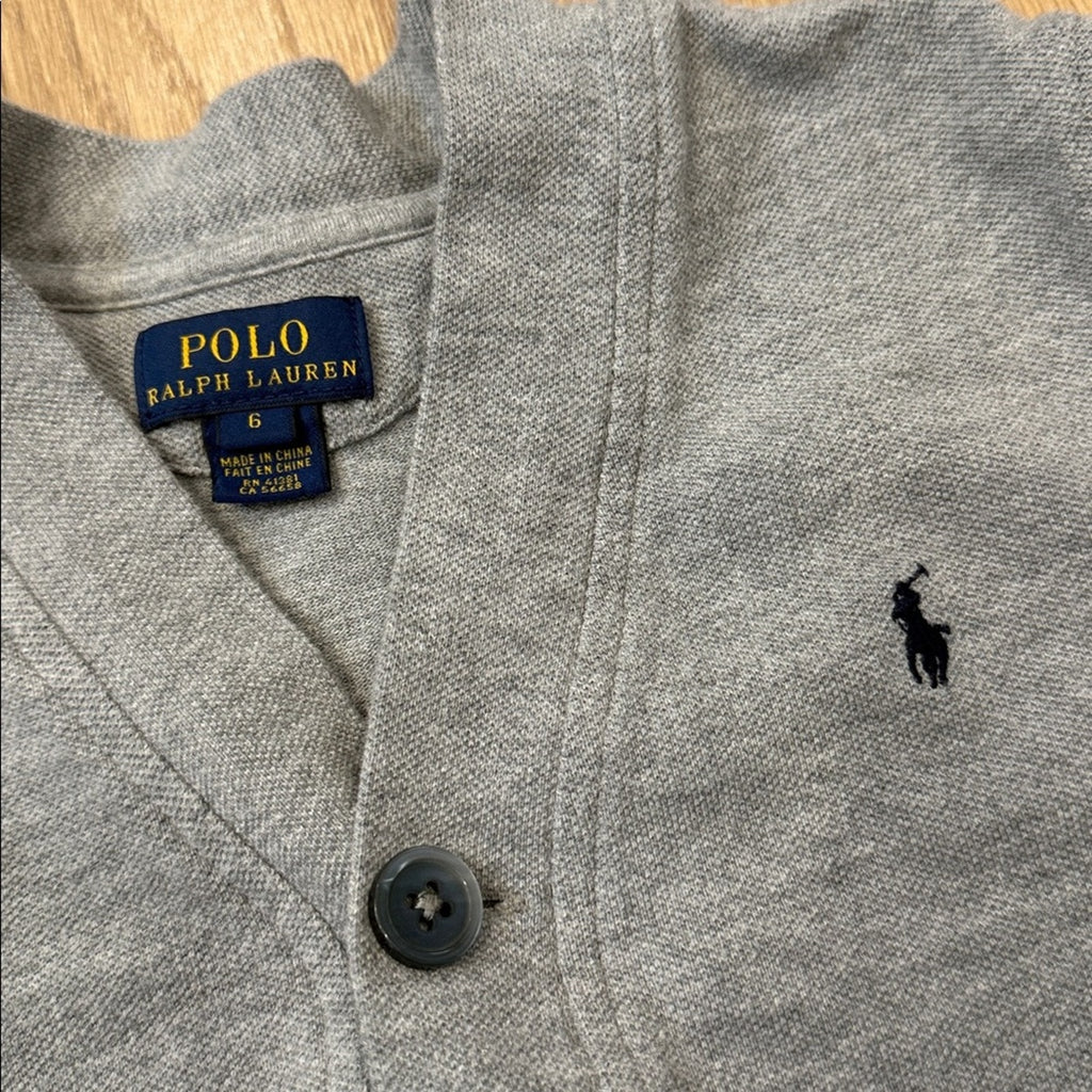 Polo by Ralph Lauren Gray Cotton Button Front Cardigan Size 6