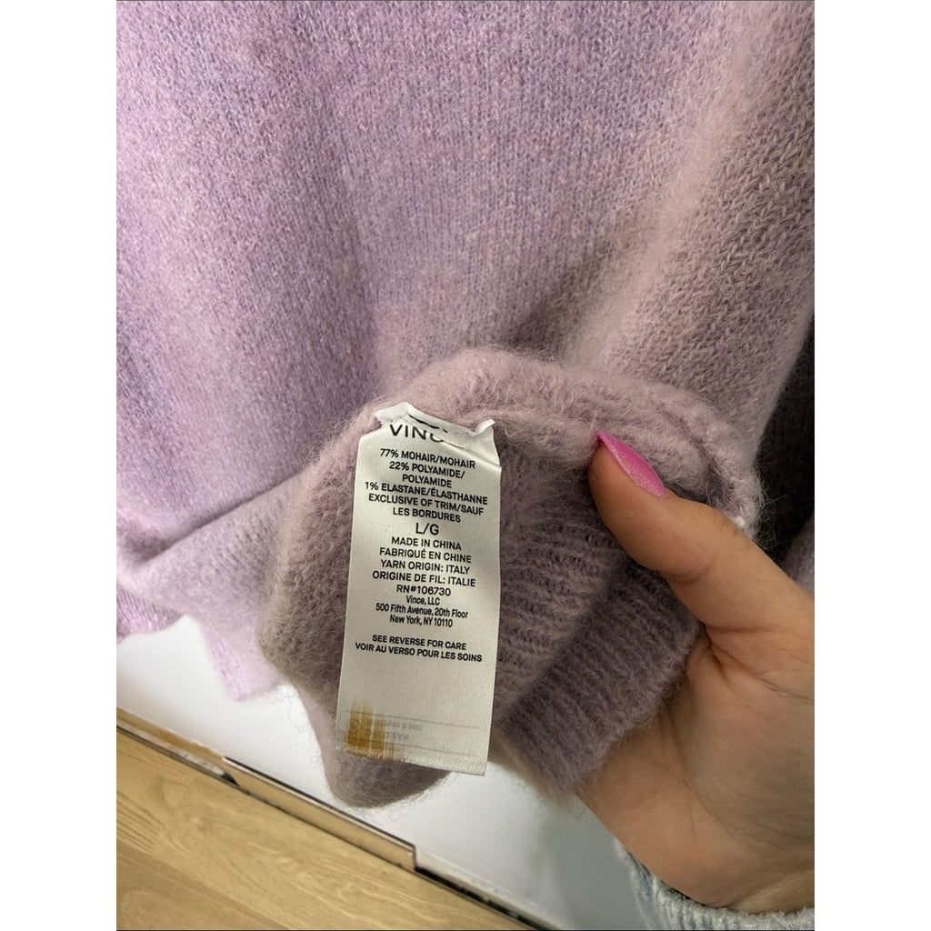 Vince Lilac Crewneck Mohair-Blend Sweater Size Large