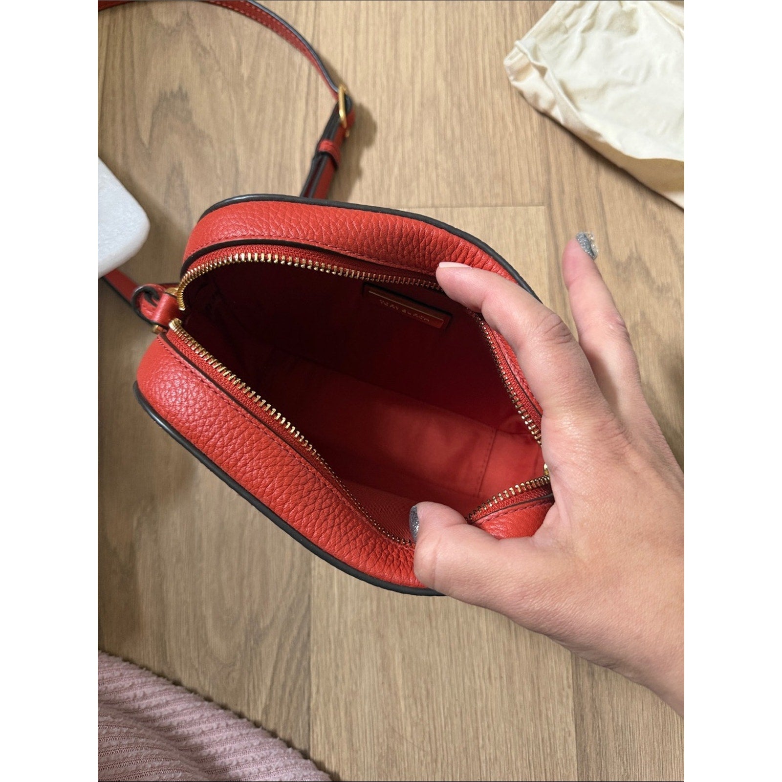 Tory Burch McGraw Camera Bag in Lava Pebbled Leather Crossbody with Tassel
