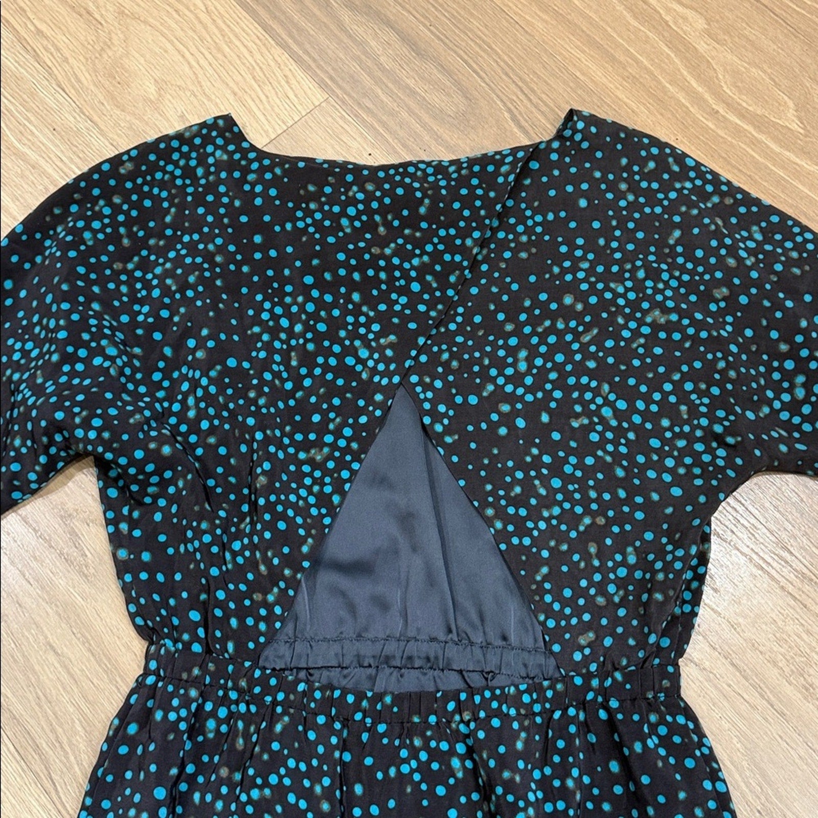 Rebecca Minkoff Sunny Dress - Black & Teal Polka Dot - Size 2