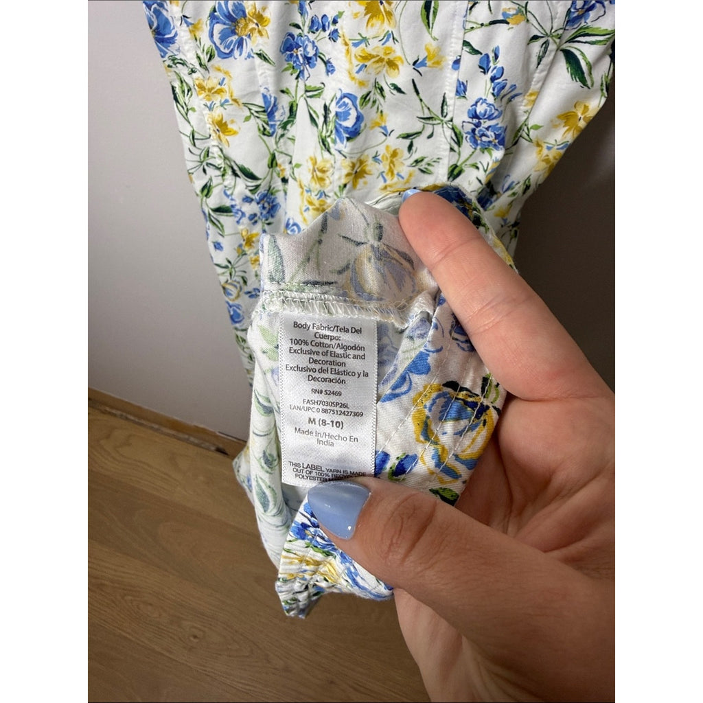 Free Assembly Floral Tie-Shoulder Sundress in Blue and Yellow Size Medium