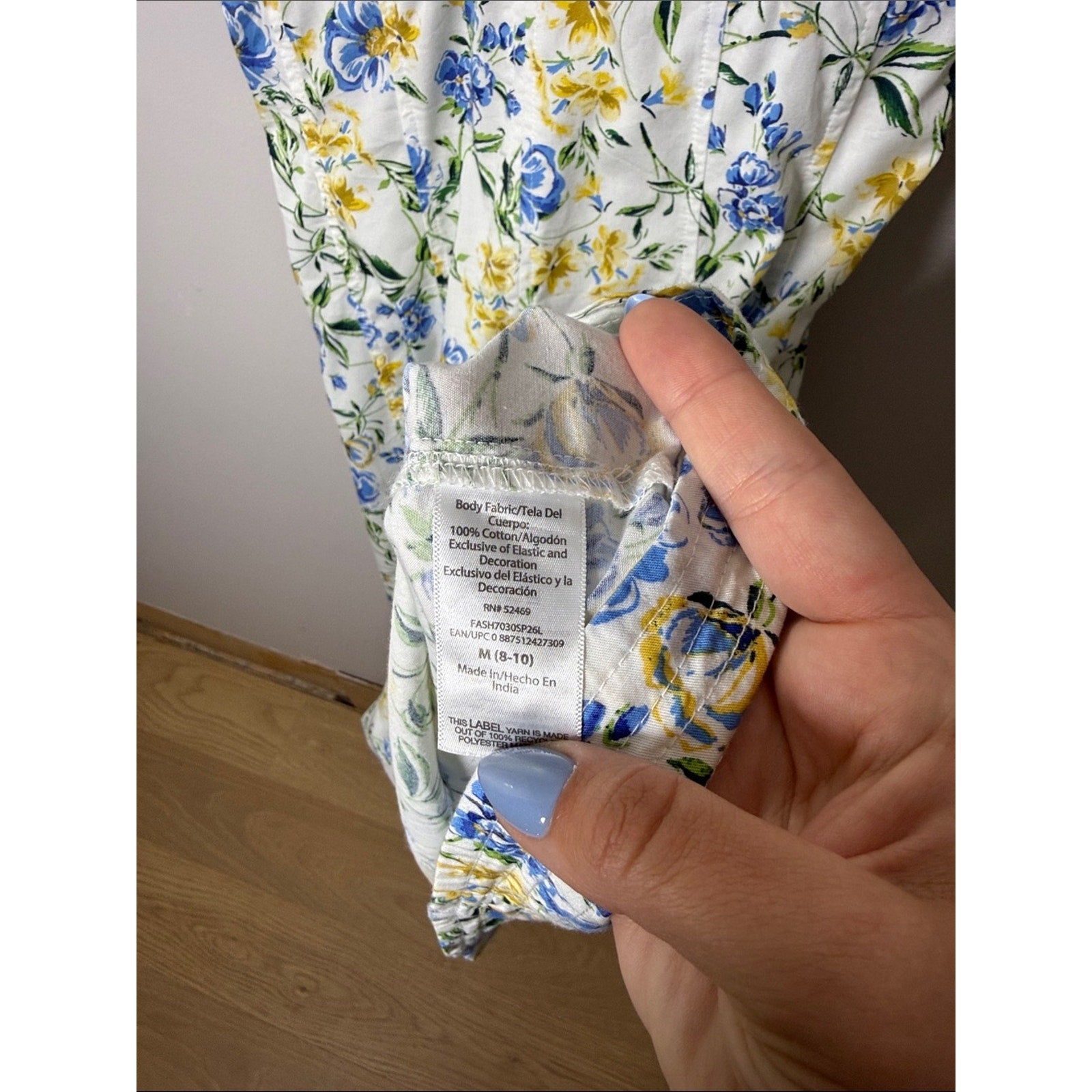 Free Assembly Floral Tie-Shoulder Sundress in Blue and Yellow Size Medium