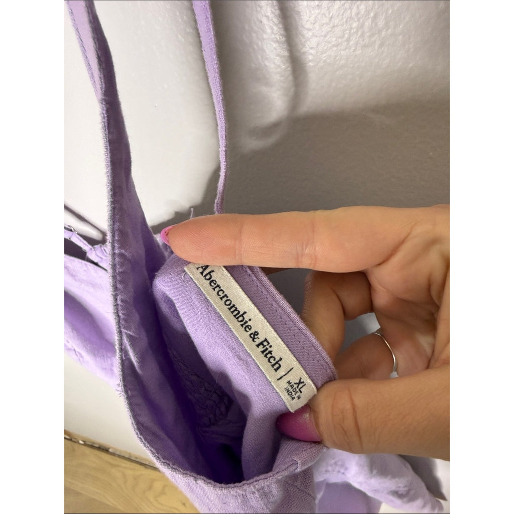 Abercrombie & Fitch Lavender Sweetheart Neckline Linen Dress Size XL