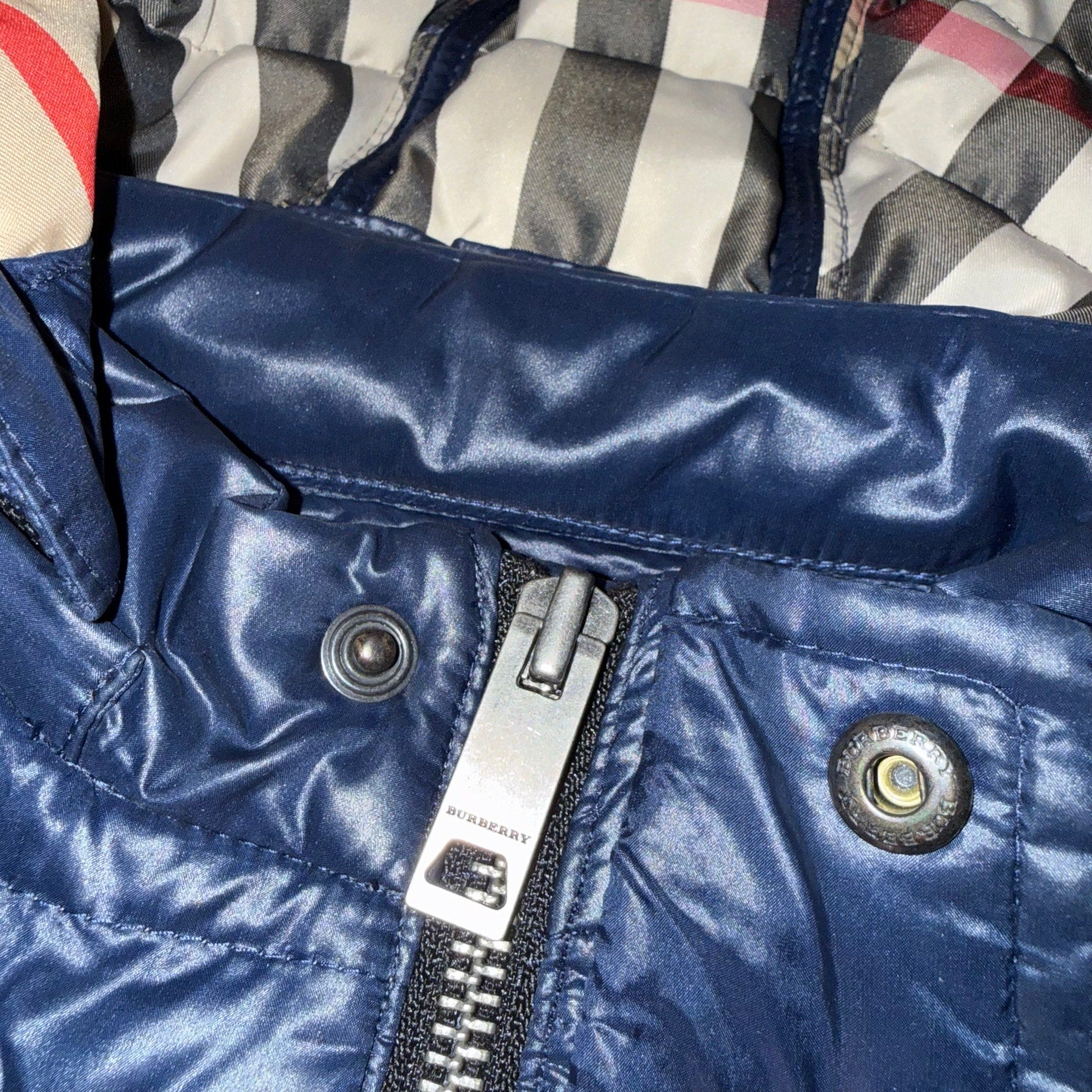 Burberry Kids Navy Blue Quilted Down Vest Size 10 Years