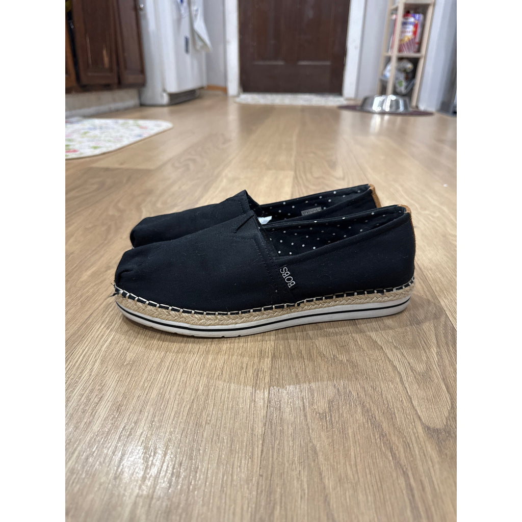 Sketchers BOBS Breeze Women's Slip On Espadrille Canvas Memory Foam Jute Detail Espadrilles Size 9.5