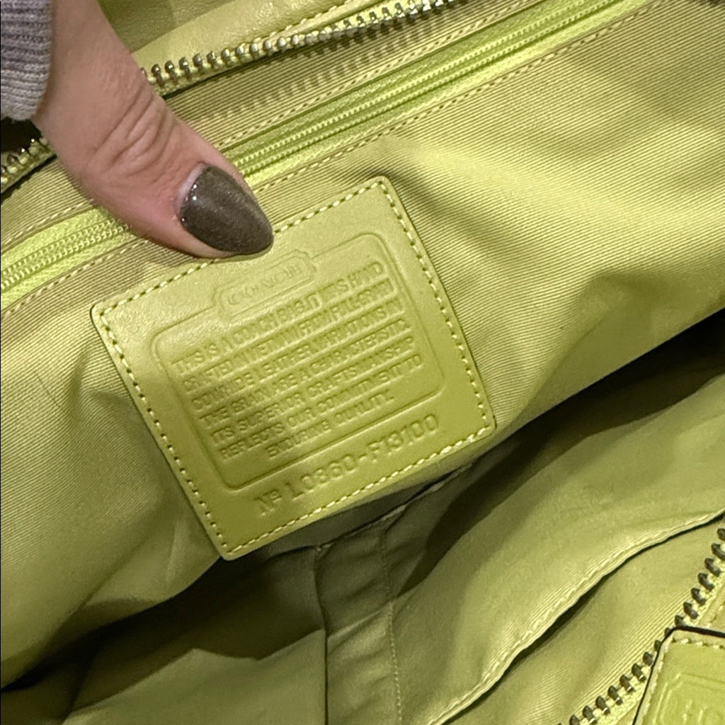 Coach East / West Leather Tote Bag in Lime Green