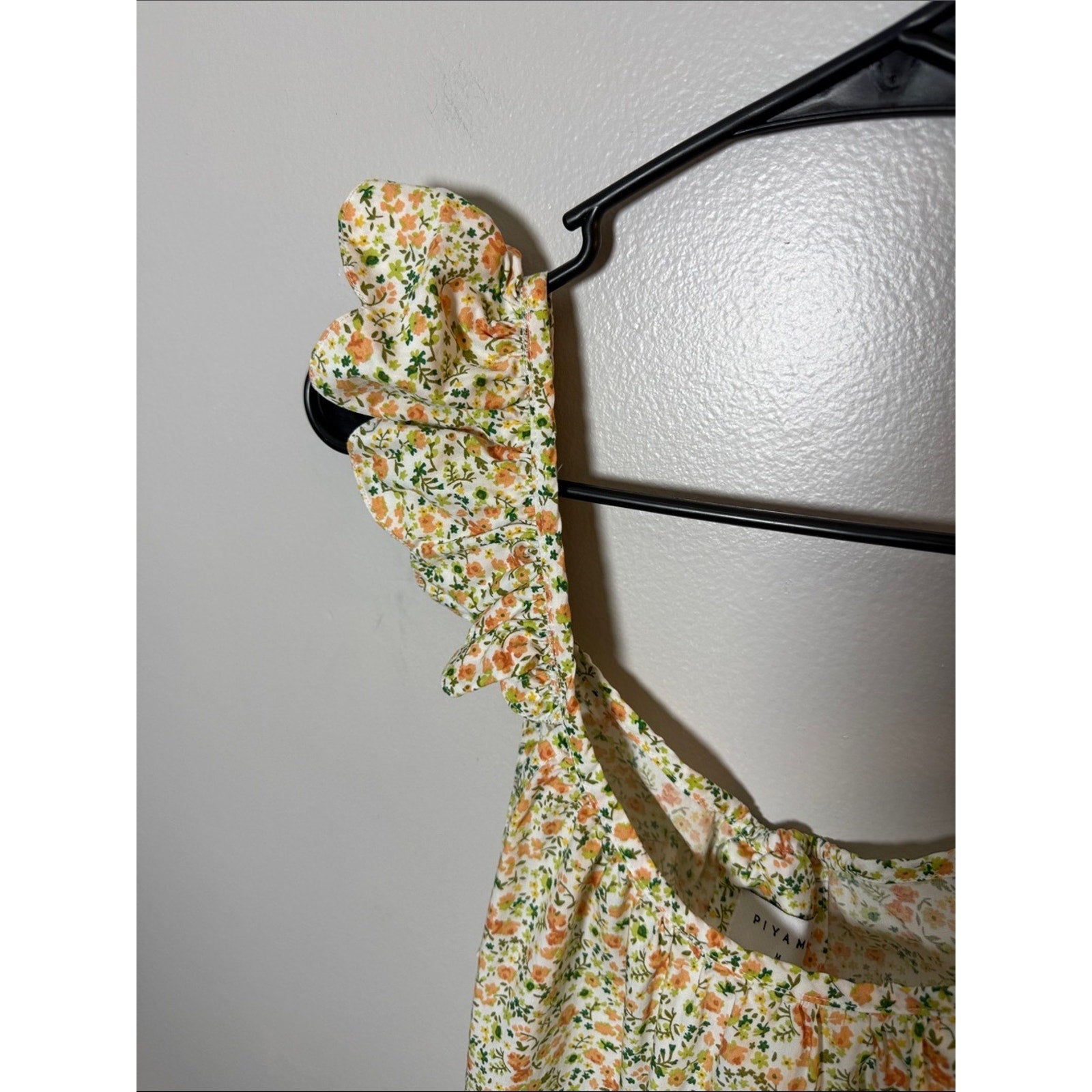 Piyama Yellow Floral Ruffled Strap Sundress Size Medium