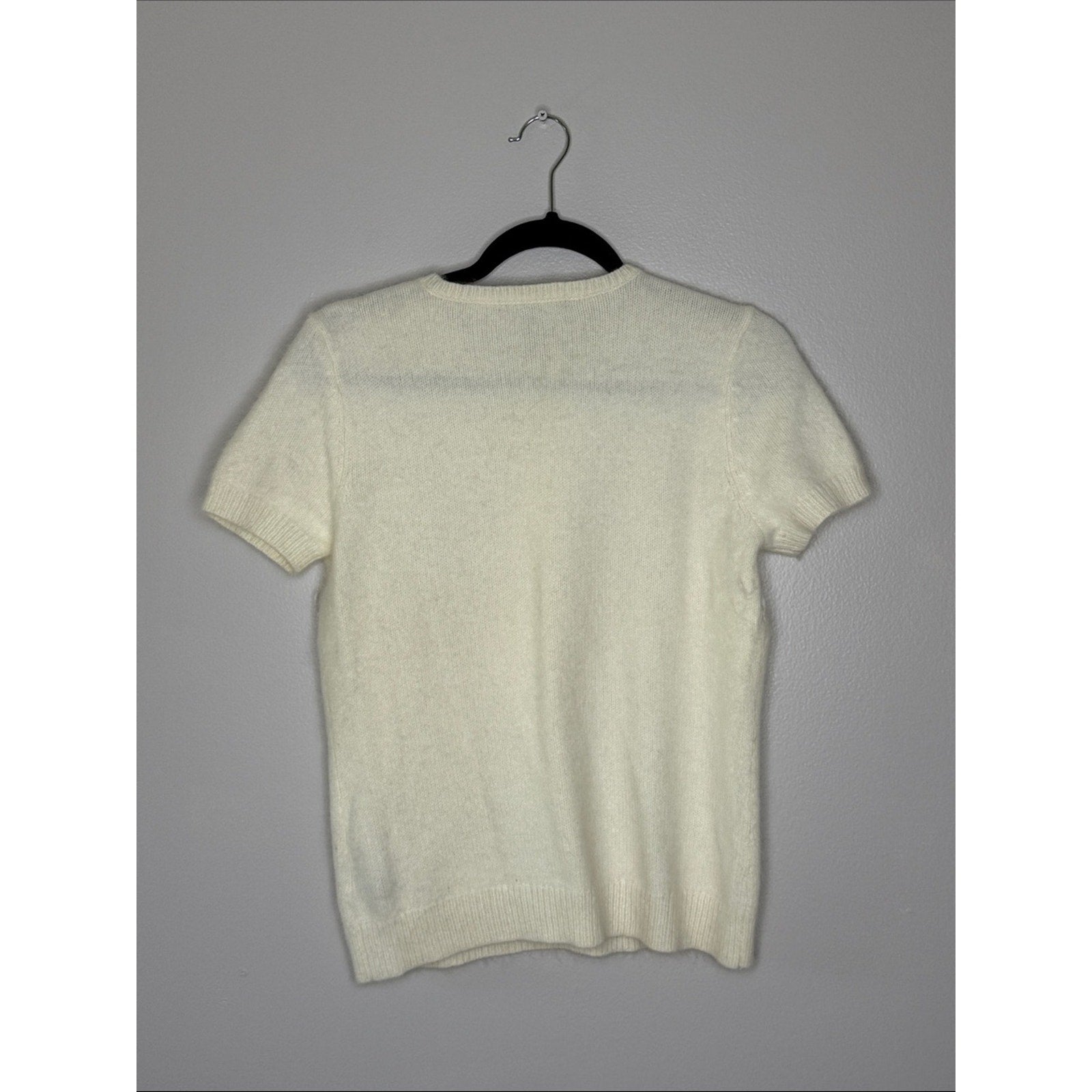 Lauren Ralph Lauren Ivory Short Sleeve Button-Shoulder Sweater Size Large