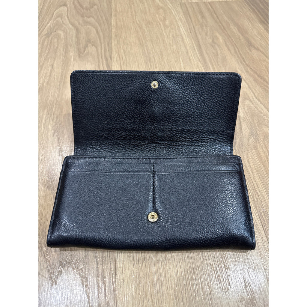 Michael Kors Fulton Continental Flap Wallet in Black Leather