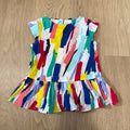 Kate Spade New York Girls Multicolor Brush Stroke Peplum Top Blouse Bow Back Size 3
