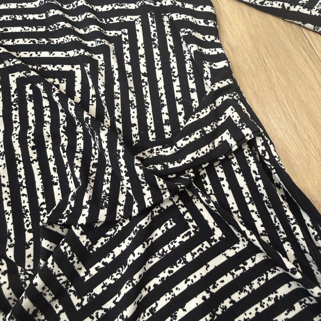 Clara Sun Woo Black and White Striped Gathered Detail Long Sleeve Top Size 1X