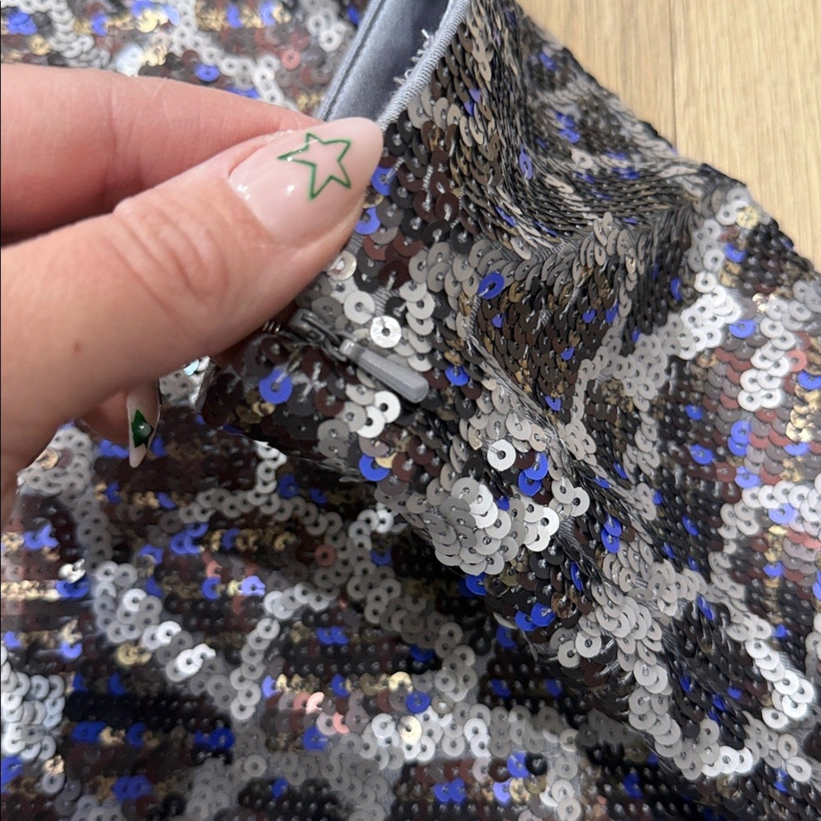 Express Holographic Sequin Animal Print Mini Skirt Size Medium