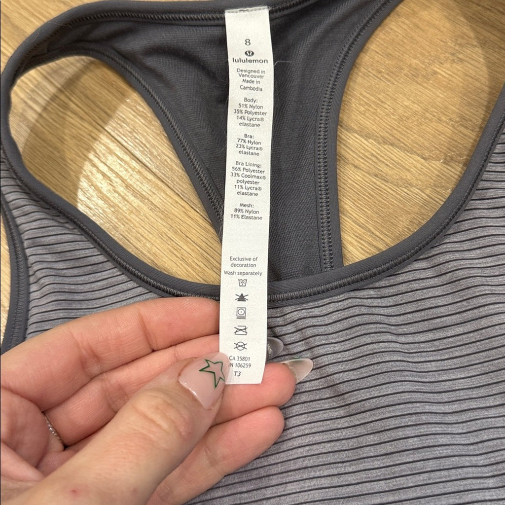 Lululemon Ruche of Adrenaline Tank - Heathered Titanium - Size 8