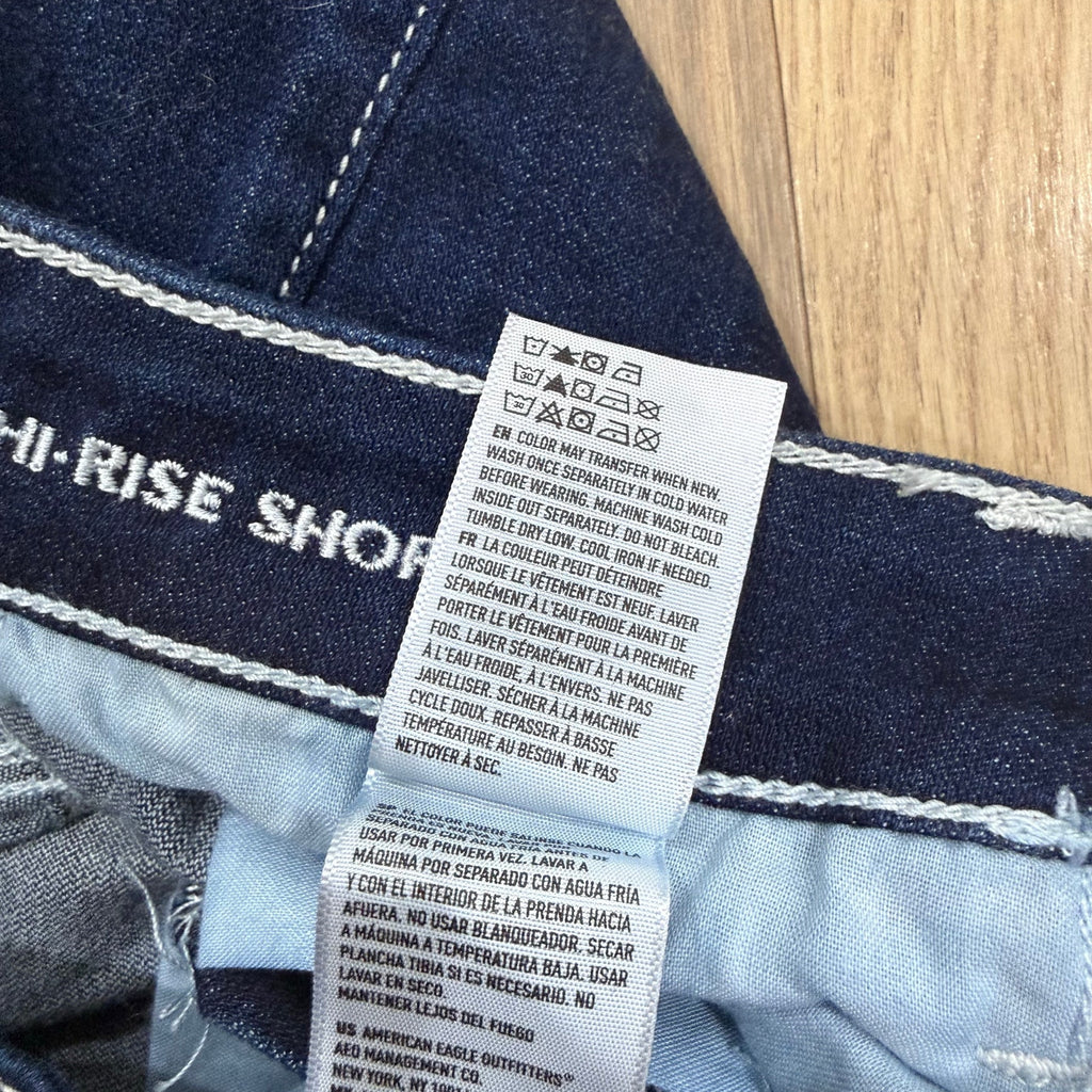 American Eagle Women's Hi-Rise Shortie Denim Shorts - Dark Wash Cut-Offs Size 2